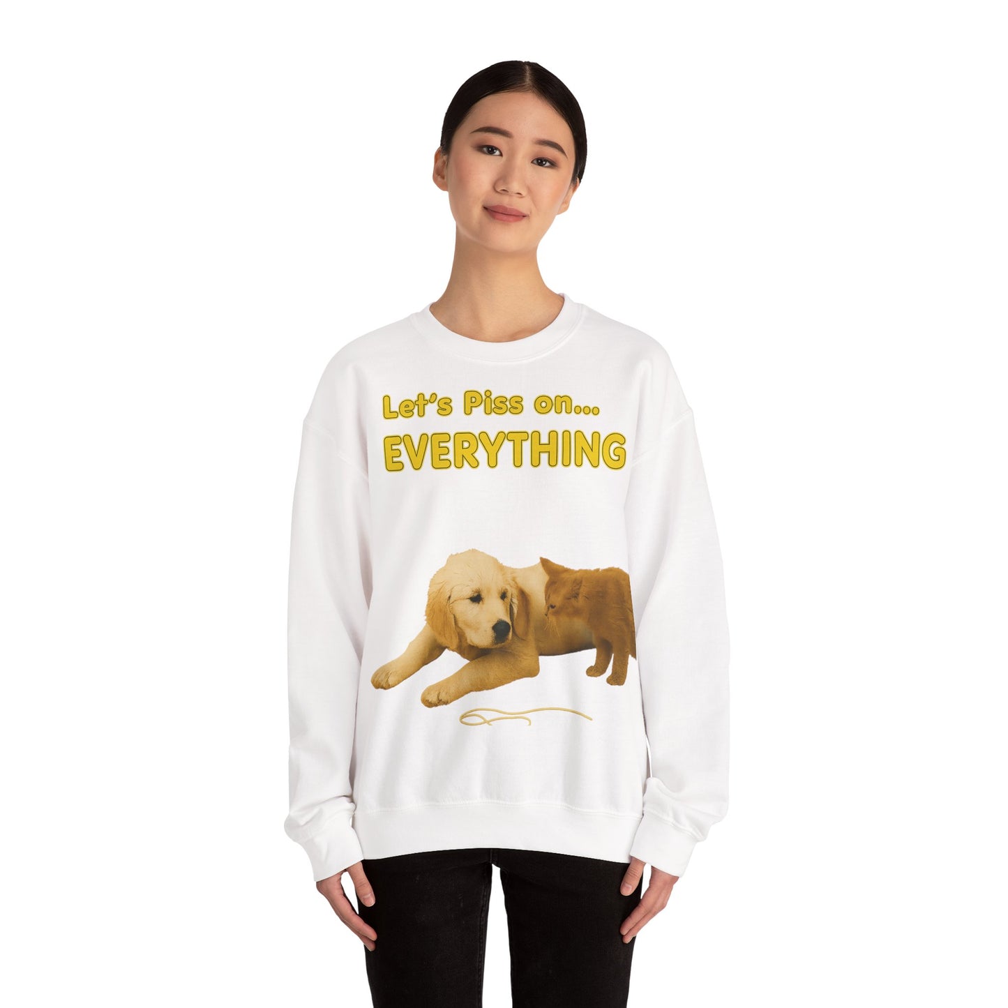 Vintage Motiv – Let’s Piss on Everything – Satirisches Sweatshirt mit Hund & Katze | True Insights Design mit Humor