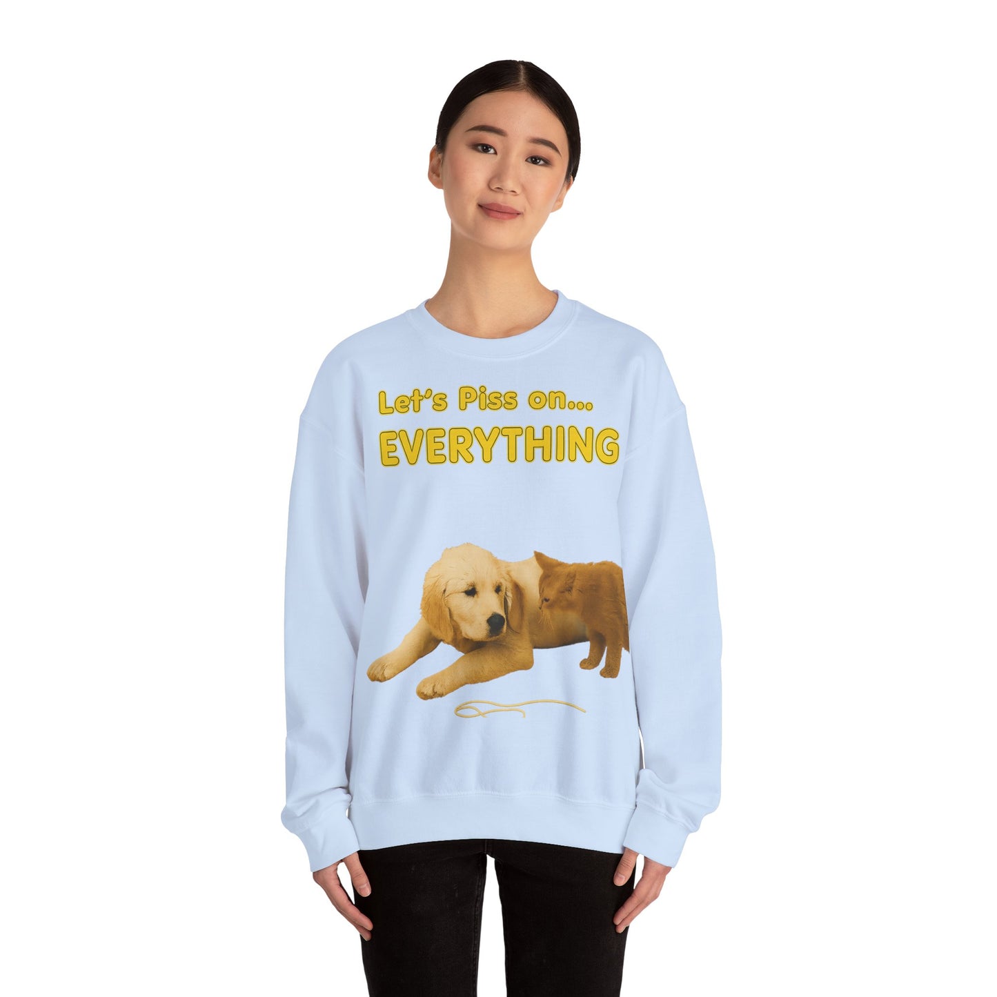 Vintage Motiv – Let’s Piss on Everything – Satirisches Sweatshirt mit Hund & Katze | True Insights Design mit Humor