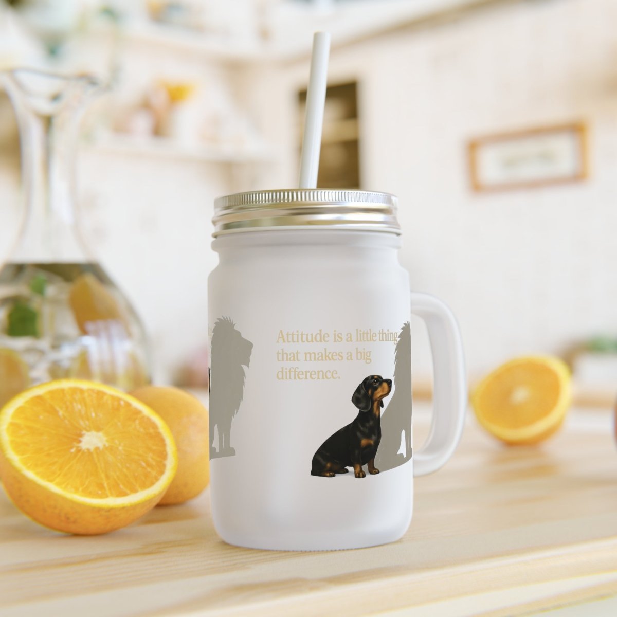 Dackel-Jar Mug mit Löwenschatten – „Attitude“ Edition – Lustiges Mug | True Insights – Bild 3