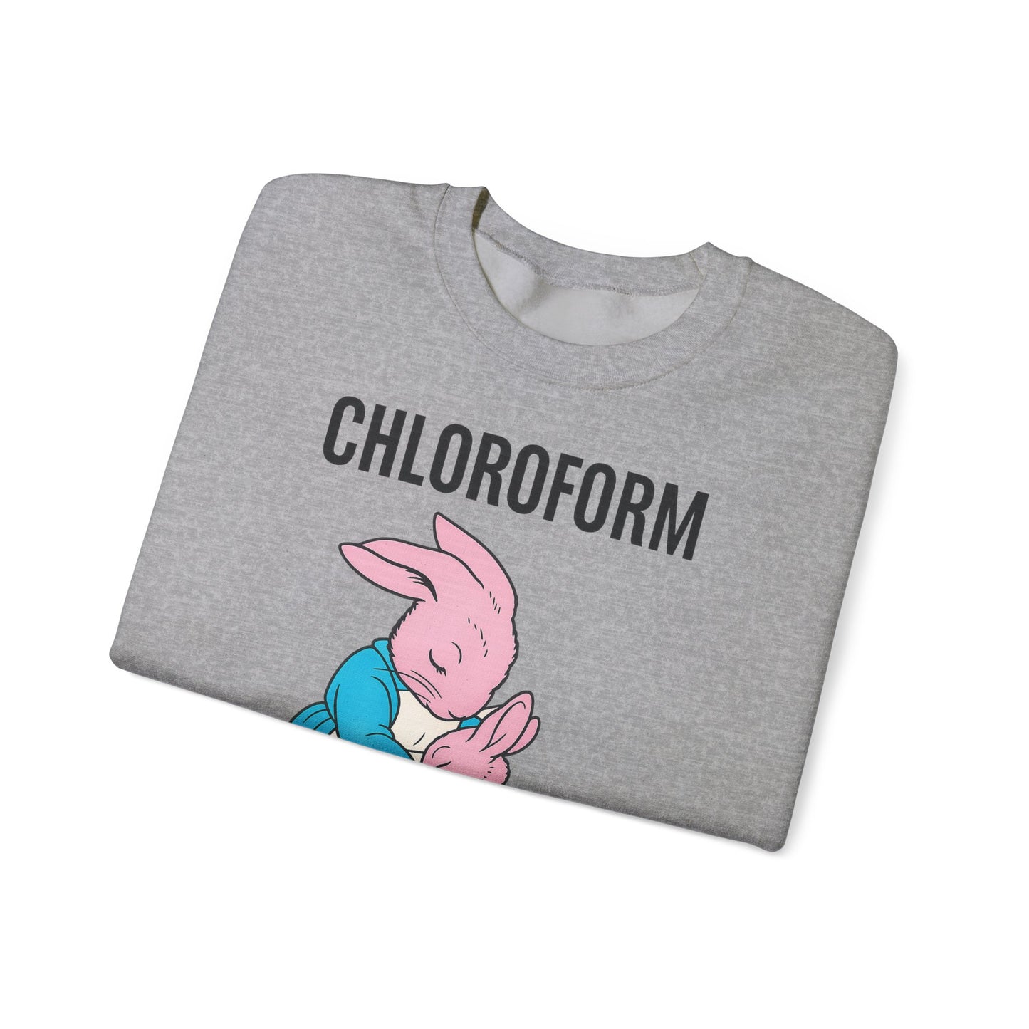 „CHLOROFORM“ – Retro-Sweatshirt mit Hasen und bösem Twist – Freches Satire-Design für mutige Statements | True Insights