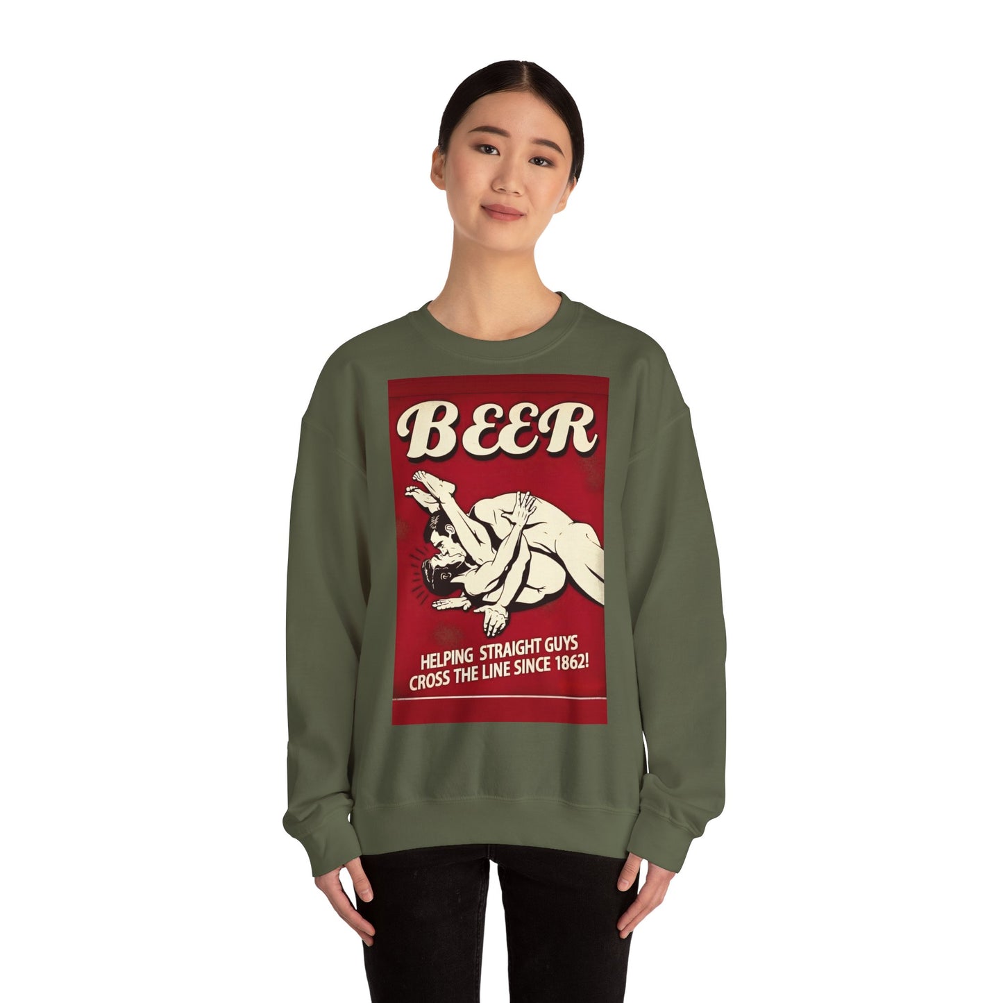Sweatshirt – Witziges Retro Bier Sweatshirt – BEER - Helping Straight Guys Cross the Line Since 1862! Partywear Statement | True Insights Design mit Humor