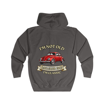 Geschenk zum 40. Geburtstag – Sweatjacke Jahrgang 1987 VW Käfer – Steel Grey – Rückenansicht