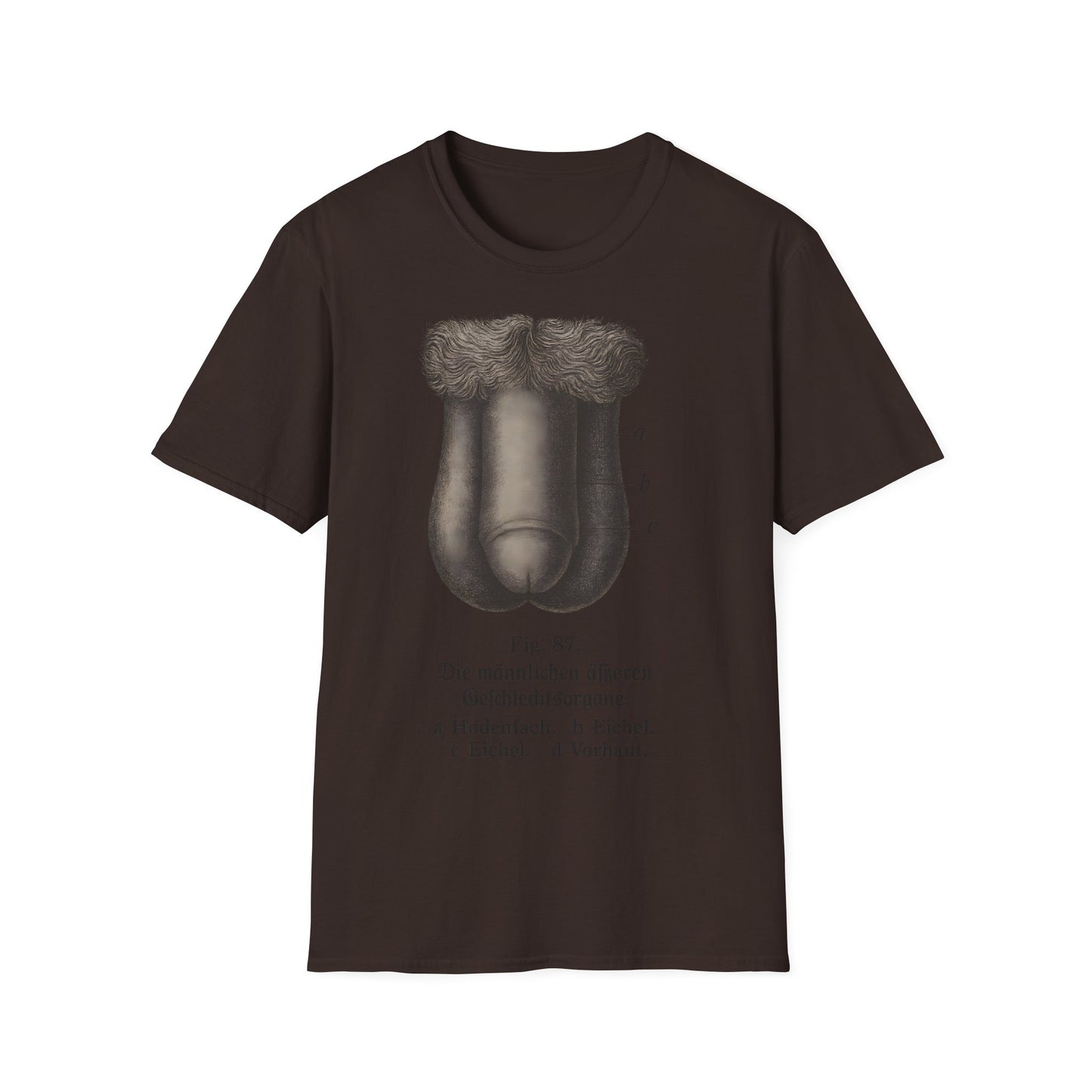 T-Shirt: „Fig. 87 – Die männlichen äußeren Geschlechtsorgane“ – Freches Satire-Design für mutige Statements | True Insights