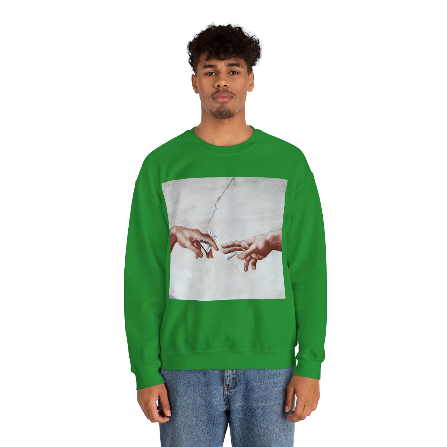Sweatshirt – The Deal Sweatshirt – Satirische Kunst trifft Streetwear | Michelangelo Meme Design | True Insights Design mit Humor