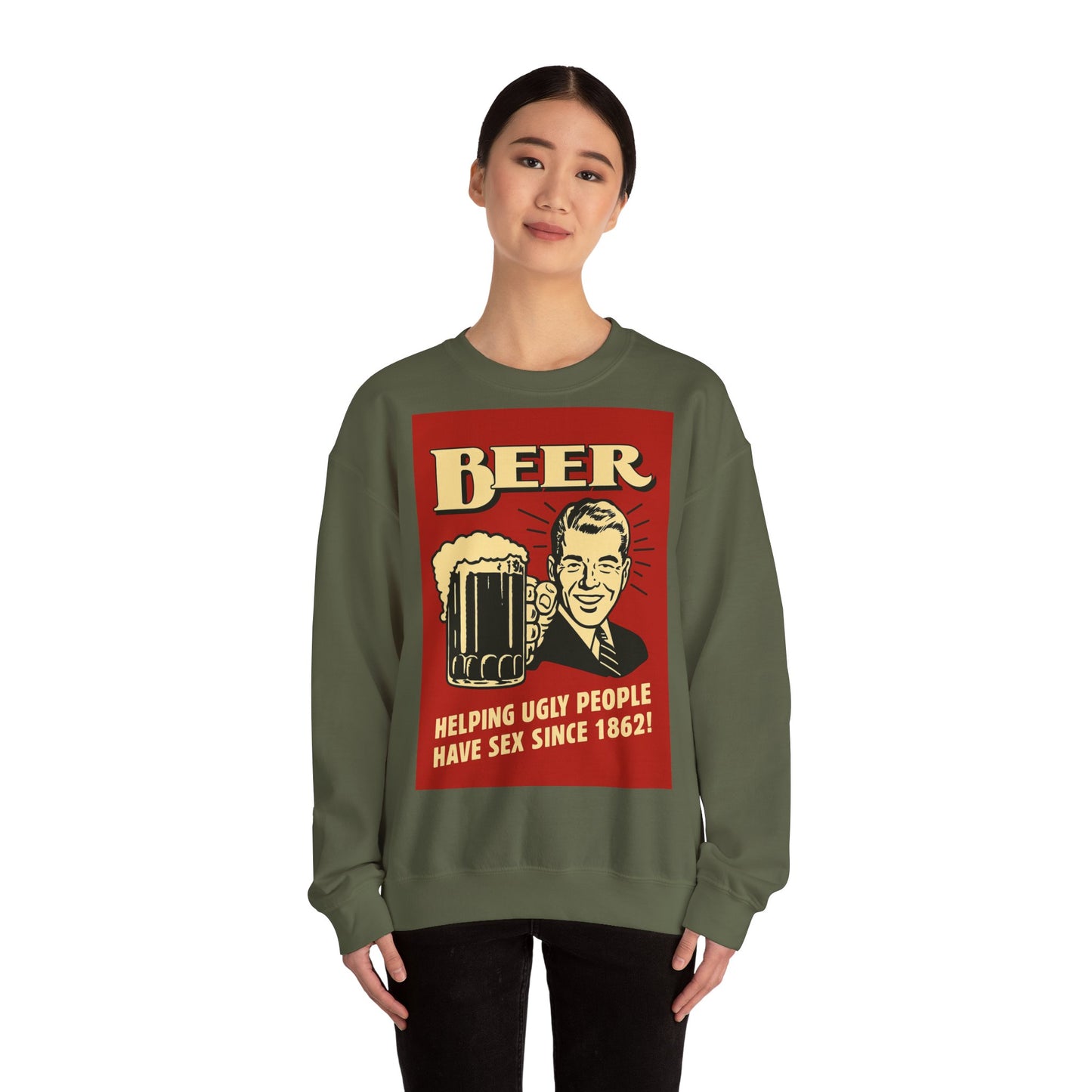 Beer Sweatshirt – Schwarzer Humor im Retro-Werbestil – Freches Satire-Design für mutige Statements | True Insights