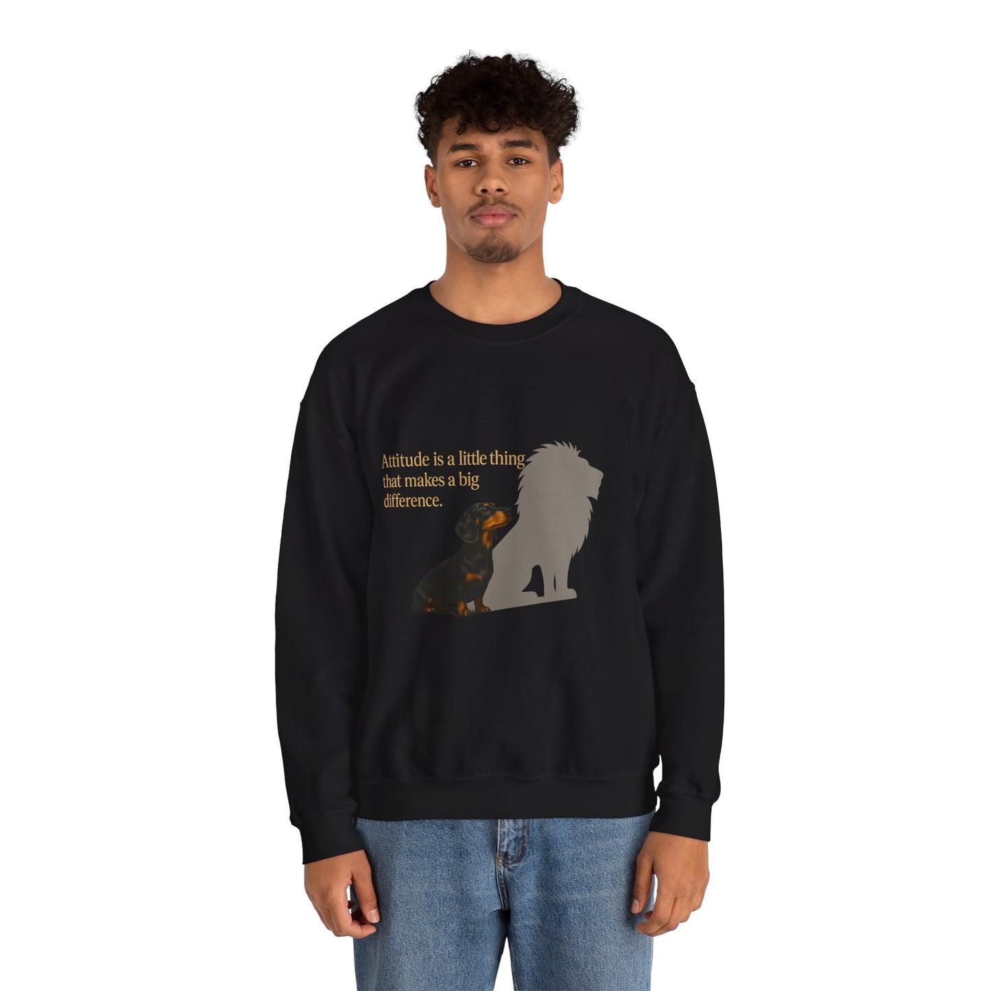 Inspirierendes Sweatshirt – Dackel mit Löwenschatten „Attitude“ – Lustiges Sweatshirt | True Insights – Bild 18