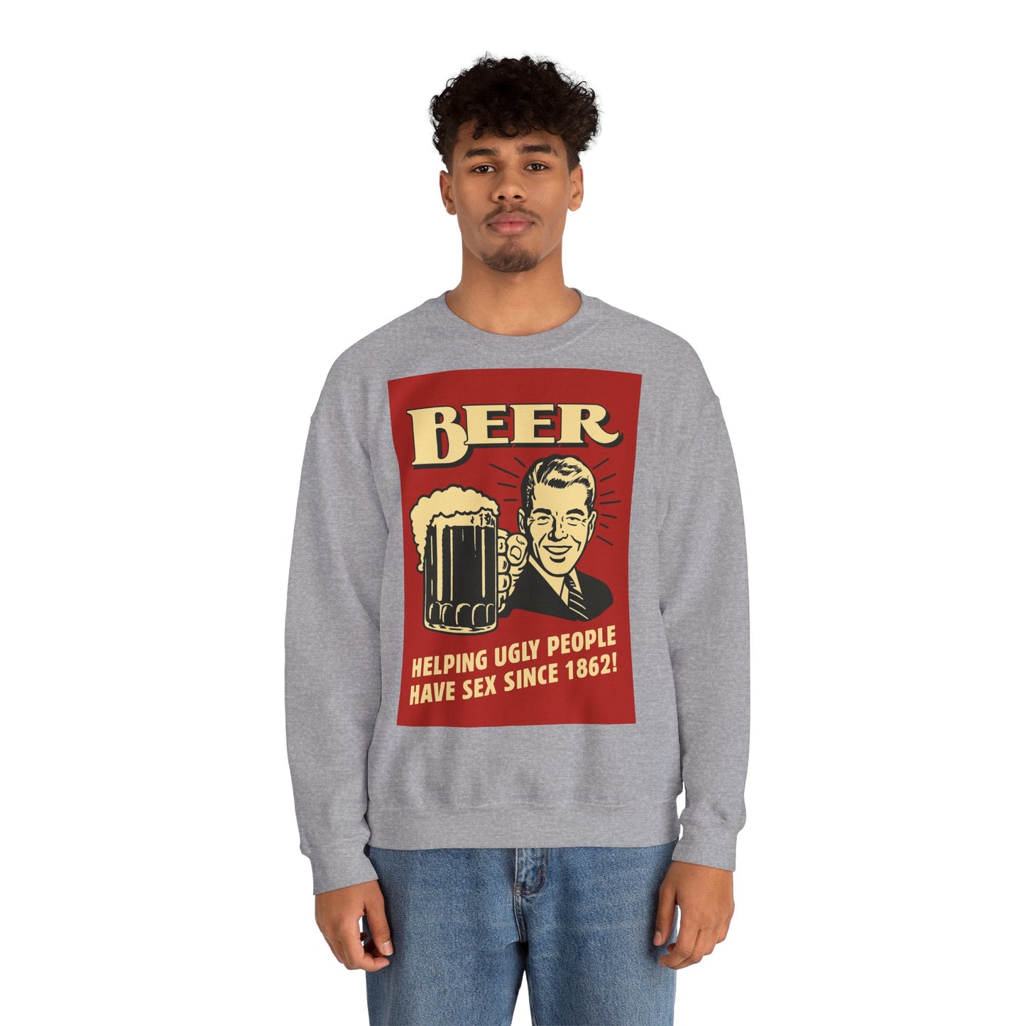 Beer Sweatshirt – Schwarzer Humor im Retro-Werbestil – Freches Satire-Design für mutige Statements | True Insights
