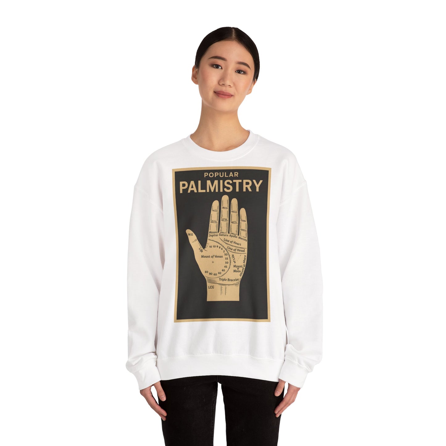 Vintage Motiv – Palmistry Sweatshirt – Retro-Handlesen-Design | Mystik trifft Ironie | True Insights Design mit Humor
