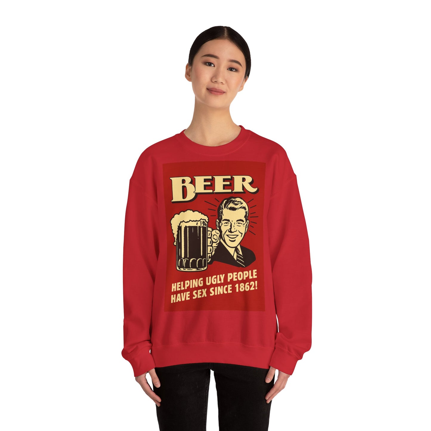Beer Sweatshirt – Schwarzer Humor im Retro-Werbestil – Freches Satire-Design für mutige Statements | True Insights
