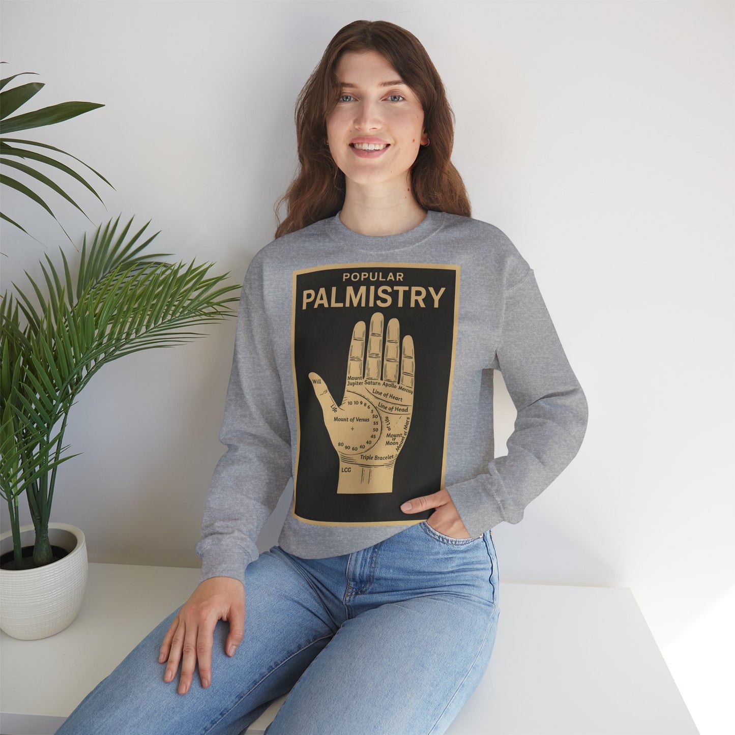 Vintage Motiv – Palmistry Sweatshirt – Retro-Handlesen-Design | Mystik trifft Ironie | True Insights Design mit Humor