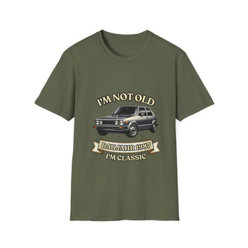 Geschenk zum 40. Geburtstag – T-Shirt Jahrgang 1987 VW Golf – Military Green – Vorderseite