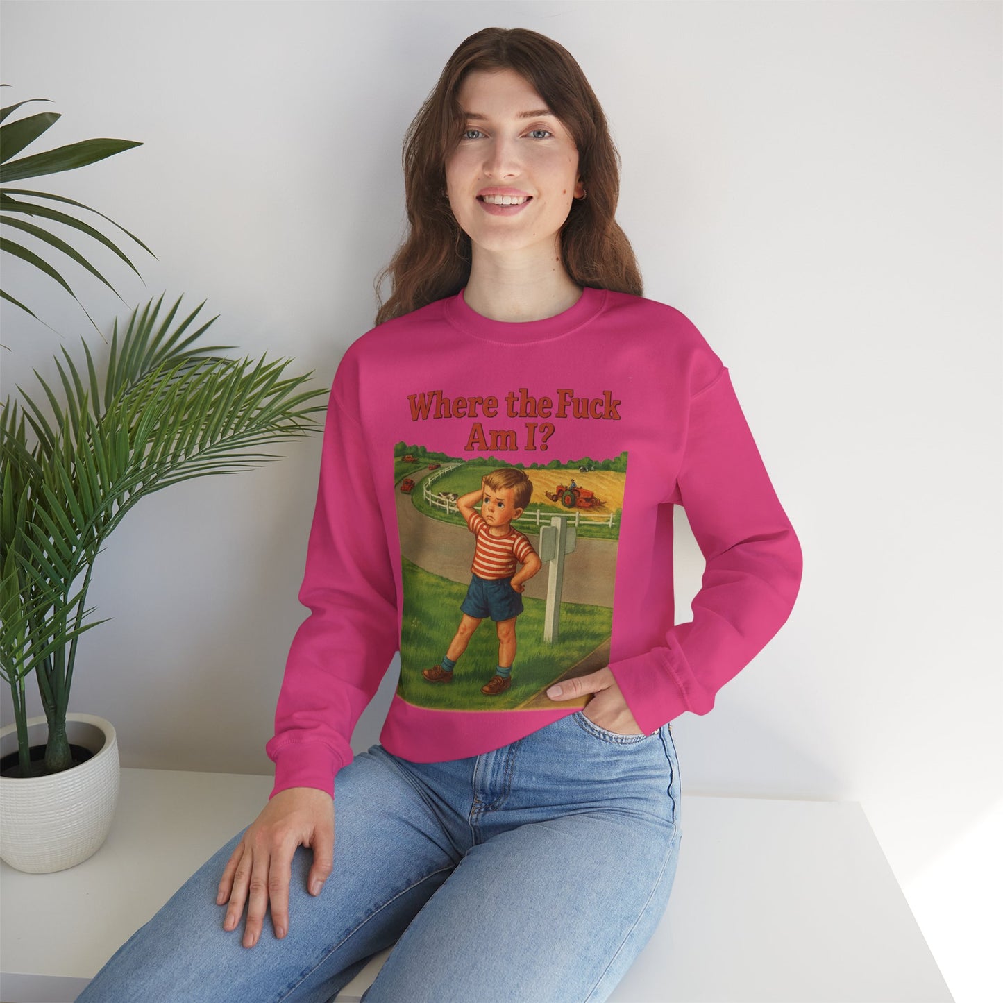 Sweatshirt – Where the Hell Am I? – Vintage Sweatshirt mit nostalgischem Lost-Boy-Motiv | True Insights Design mit Humor