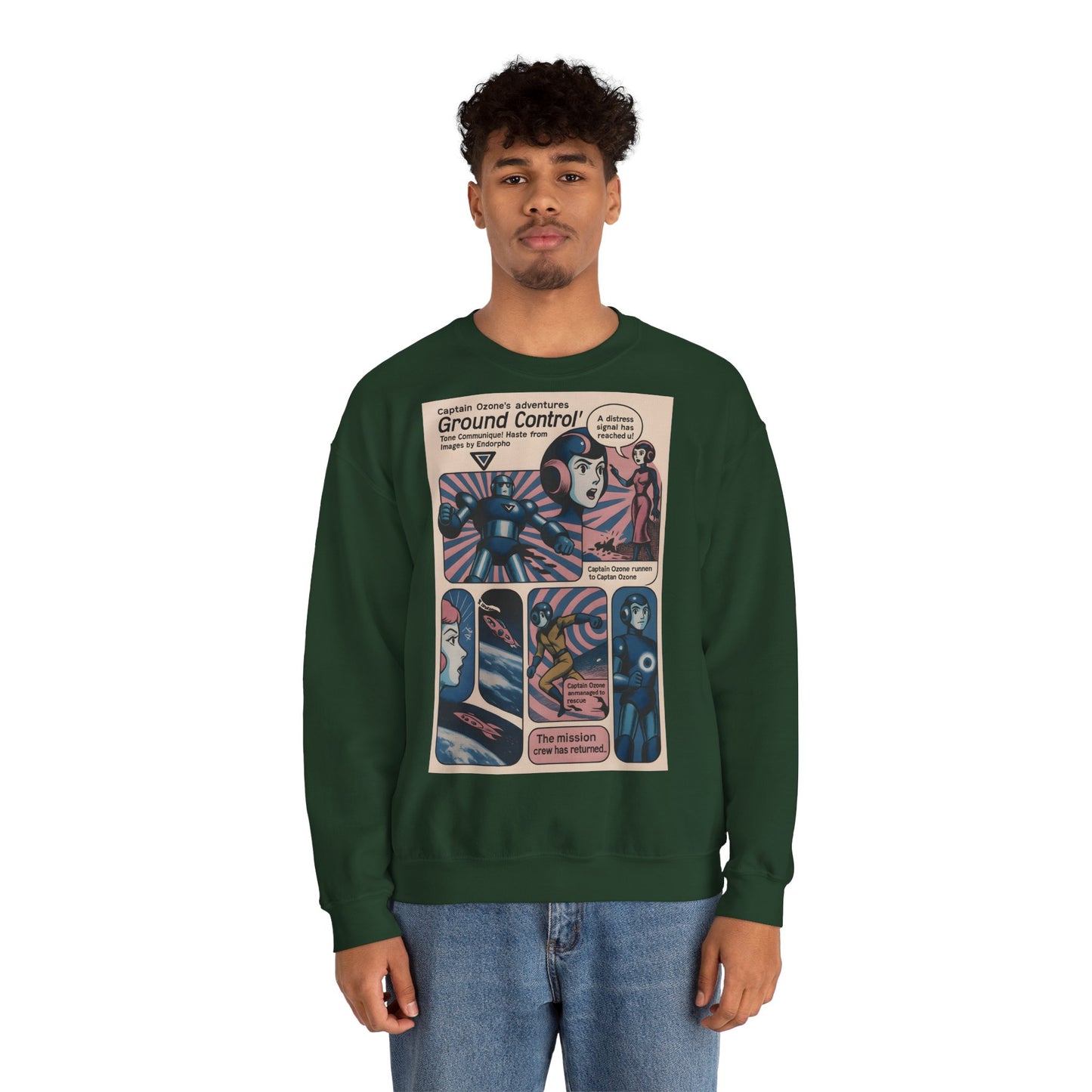 Sweatshirt – Retro Space Comic Sweatshirt – Captain Ozone „Ground Control“ Edition | True Insights Design mit Humor