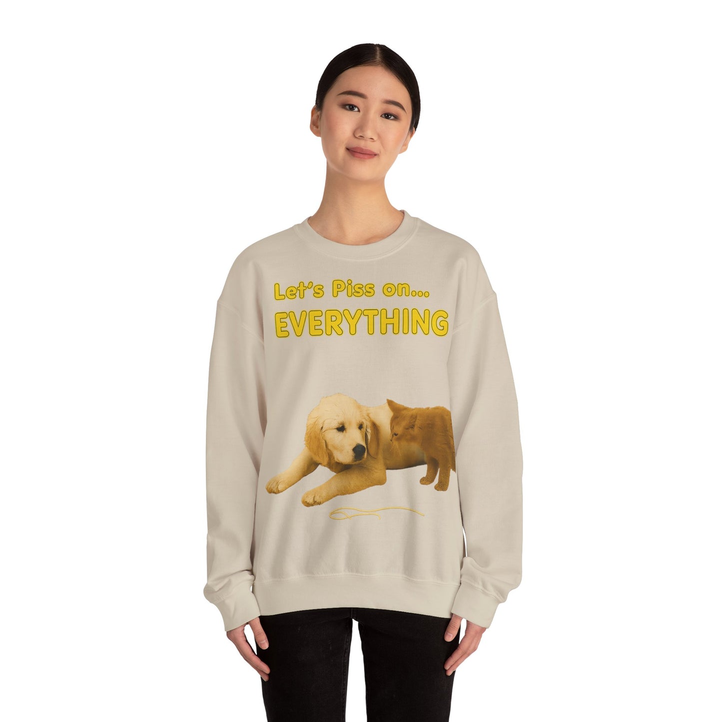 Vintage Motiv – Let’s Piss on Everything – Satirisches Sweatshirt mit Hund & Katze | True Insights Design mit Humor