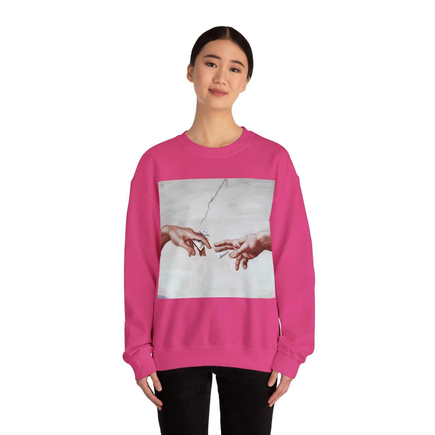 Sweatshirt – The Deal Sweatshirt – Satirische Kunst trifft Streetwear | Michelangelo Meme Design | True Insights Design mit Humor