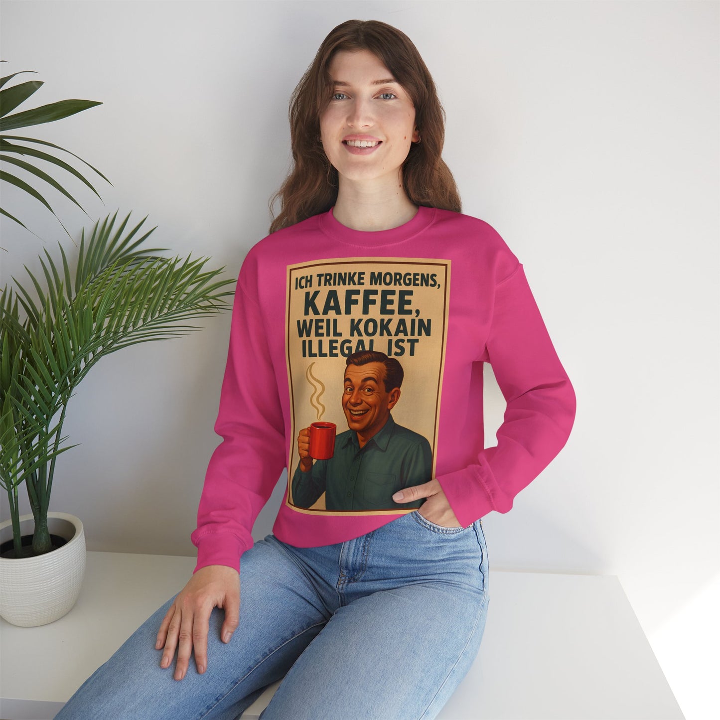 Sweatshirt – „I Drink Coffee Because Cocaine is Illegal“ – Lustiges Kaffee-Sweatshirt | True Insights Design mit Humor