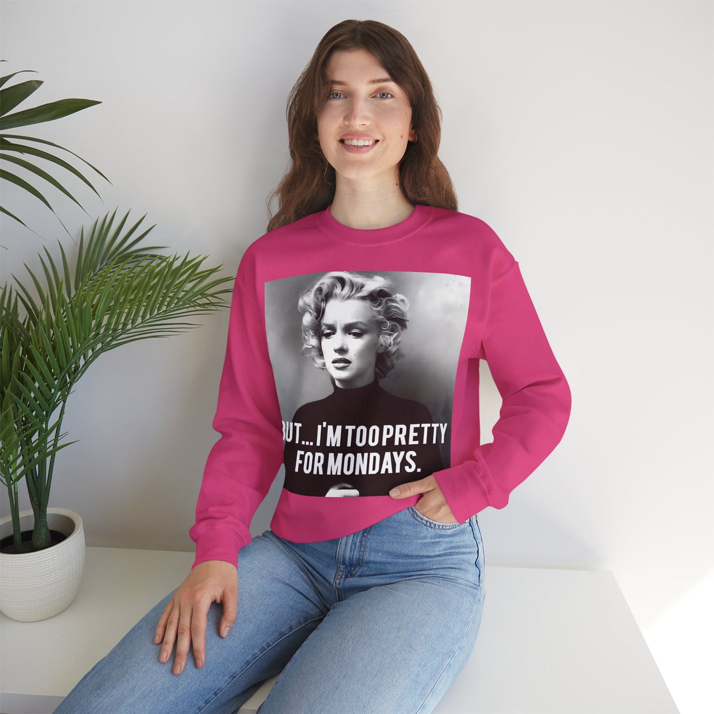 Sweatshirt – Sweatshirt – Too Pretty for Mondays – Retro Statement Pullover | True Insights Design mit Humor