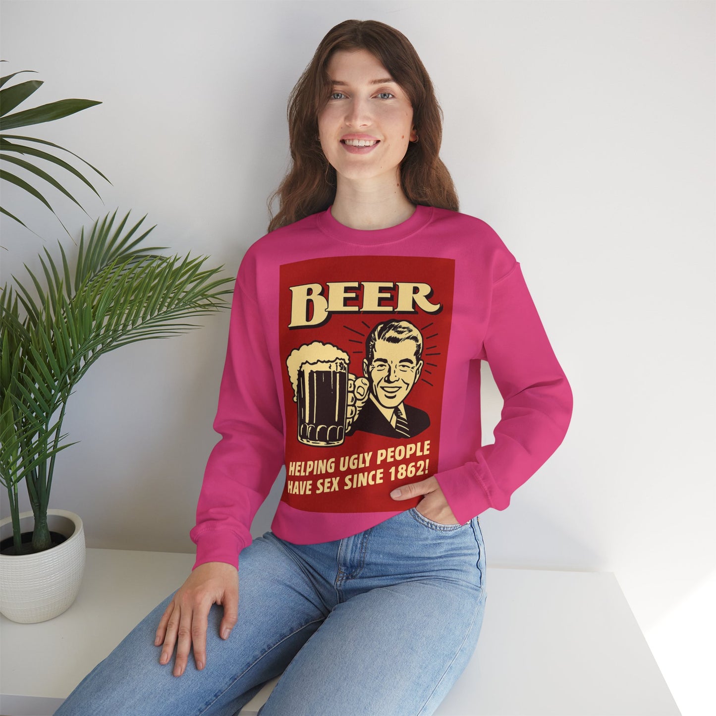 Beer Sweatshirt – Schwarzer Humor im Retro-Werbestil – Freches Satire-Design für mutige Statements | True Insights