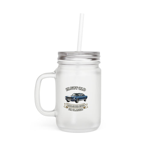 True Insights Trinkglas Baujahr 1976 Oldtimer Mason Jar transparent mit Spruch Im Not Old Im Classic