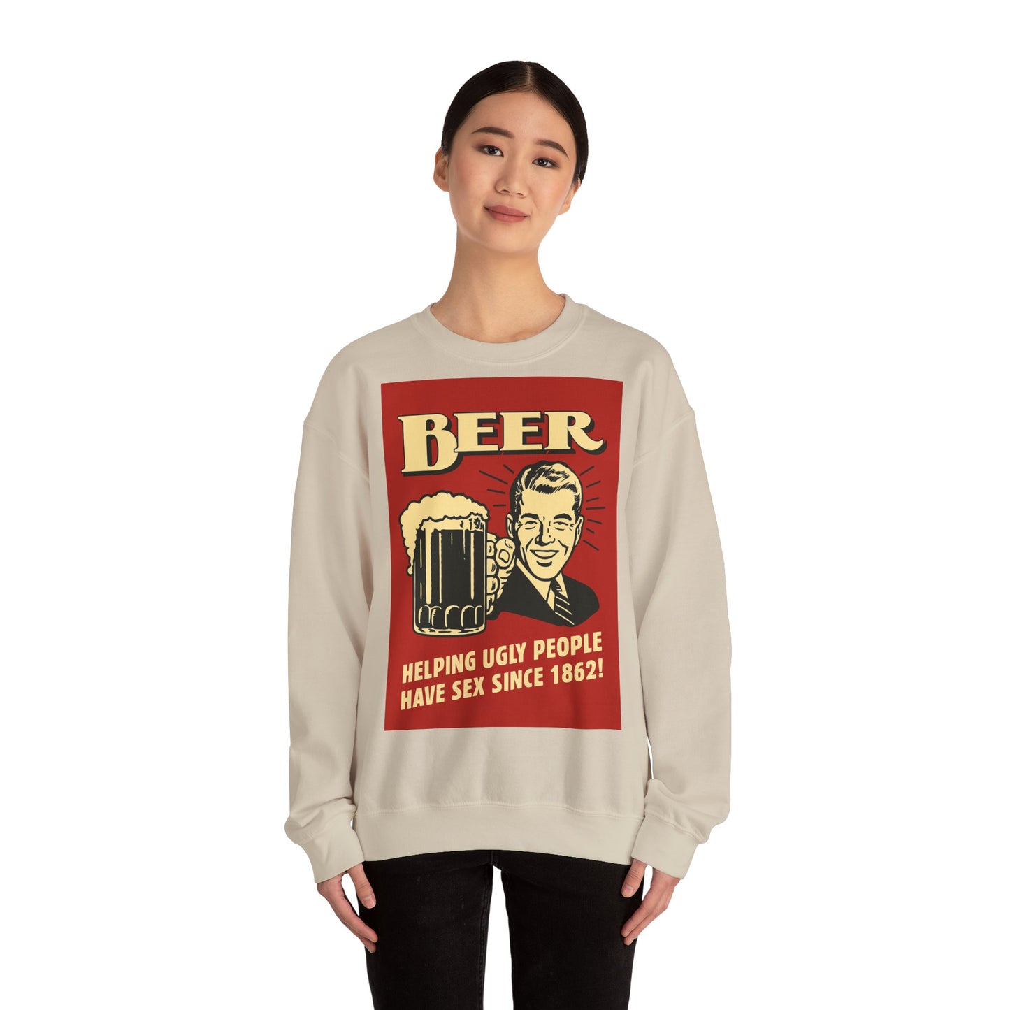 Beer Sweatshirt – Schwarzer Humor im Retro-Werbestil – Freches Satire-Design für mutige Statements | True Insights