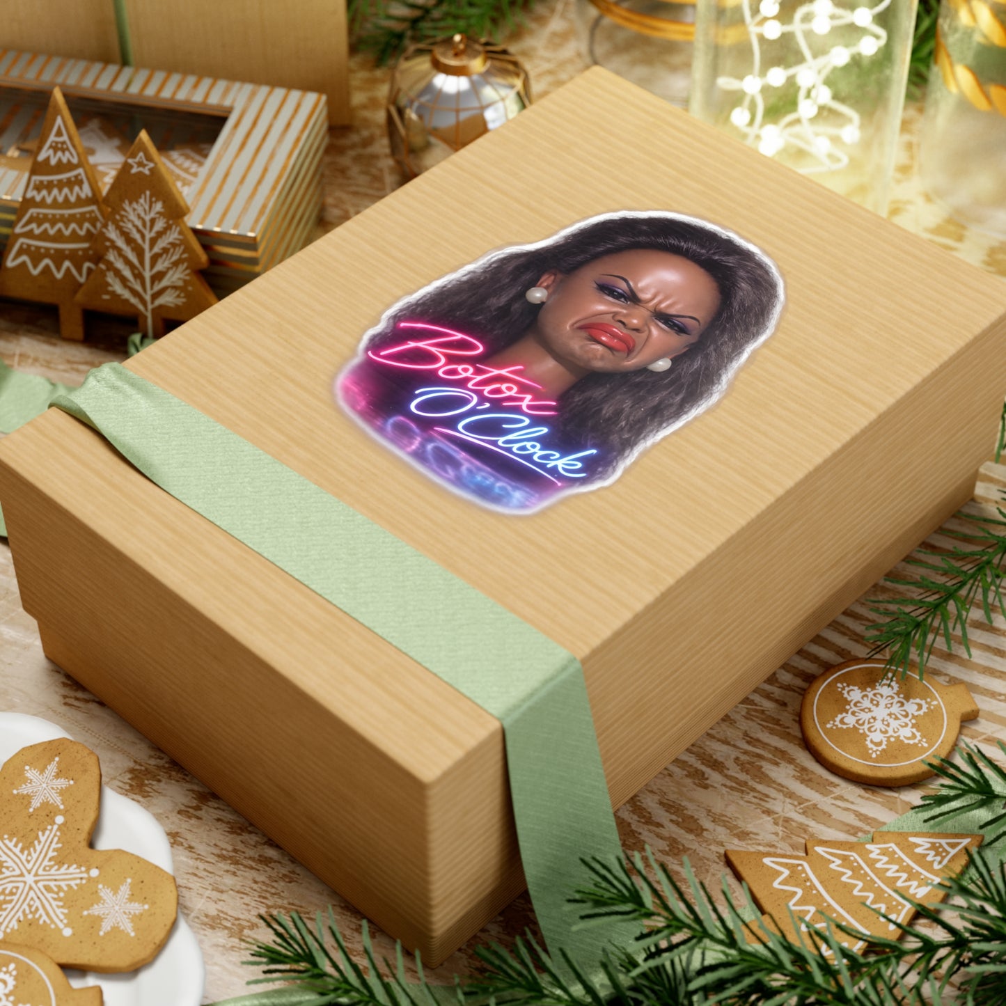 Botox O'Clock Sticker – Lustiges Beauty-Meme Aufkleber, Grimasse Neon-Design, Geschenk für Botox-Fans & Kosmetik-Liebhaber