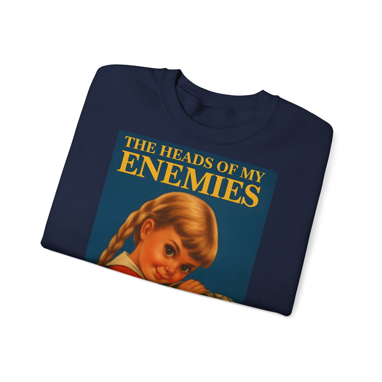 Sweatshirt – Sweatshirt „The Heads of My Enemies“ – Subversive Kunst zum Anziehen | True Insights Design mit Humor