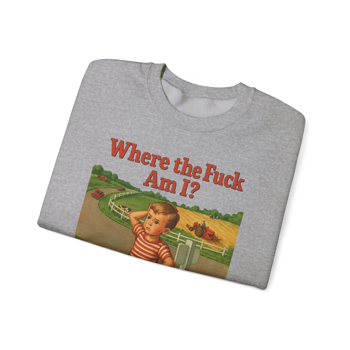 Sweatshirt – Where the Hell Am I? – Vintage Sweatshirt mit nostalgischem Lost-Boy-Motiv | True Insights Design mit Humor