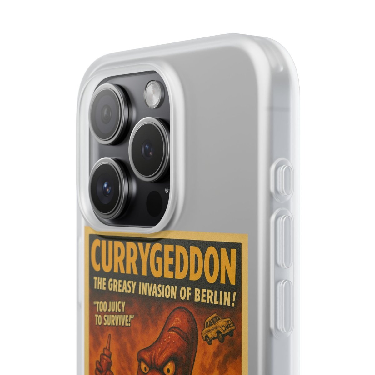 Kultige Handyhülle mit Currywurst-Monster im B-Movie-Stil. Flexibel, stoßfest und ideal für Berlin-Fans & Food-Nerds.-Phone Case-True Insights