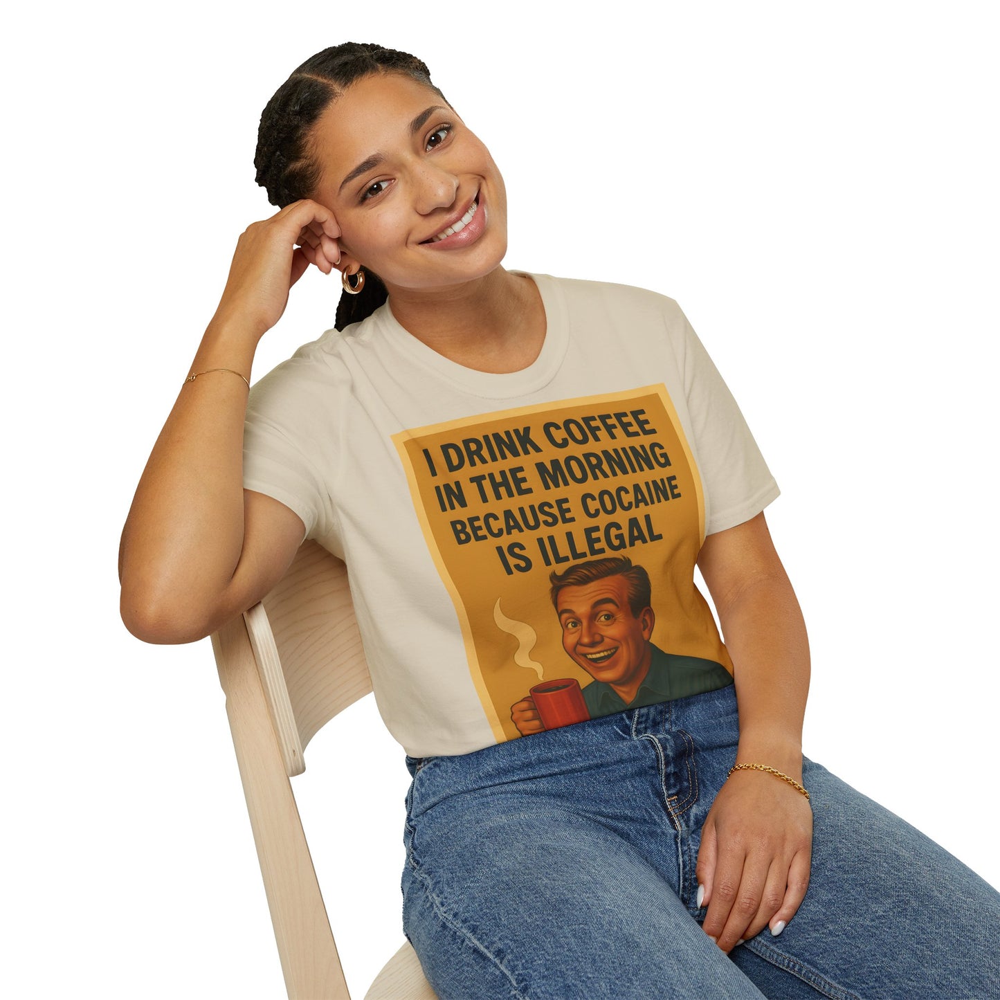 “I drink coffee in the morning because c****** is illegal.” - The retro morning drama on your shirt! – Freches Satire-Design für mutige Statements | True Insights