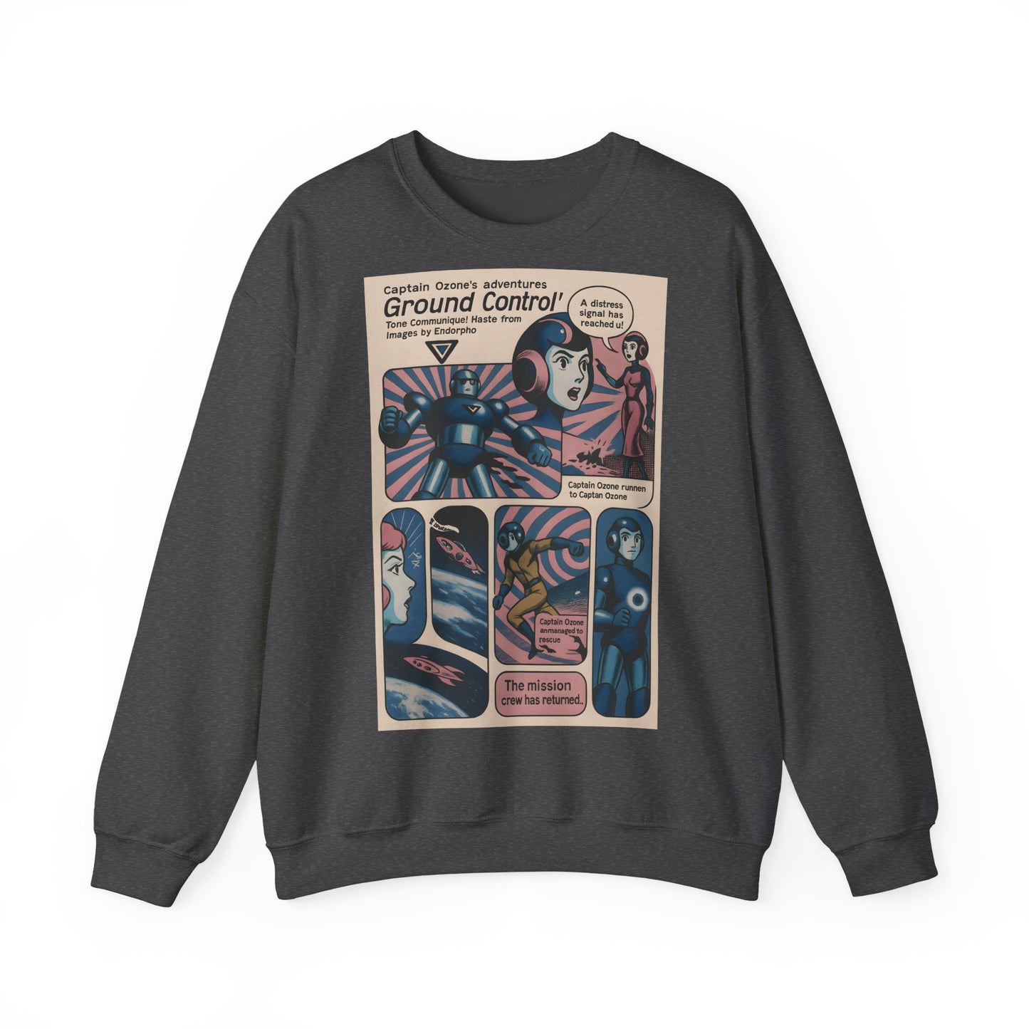 Sweatshirt – Retro Space Comic Sweatshirt – Captain Ozone „Ground Control“ Edition | True Insights Design mit Humor