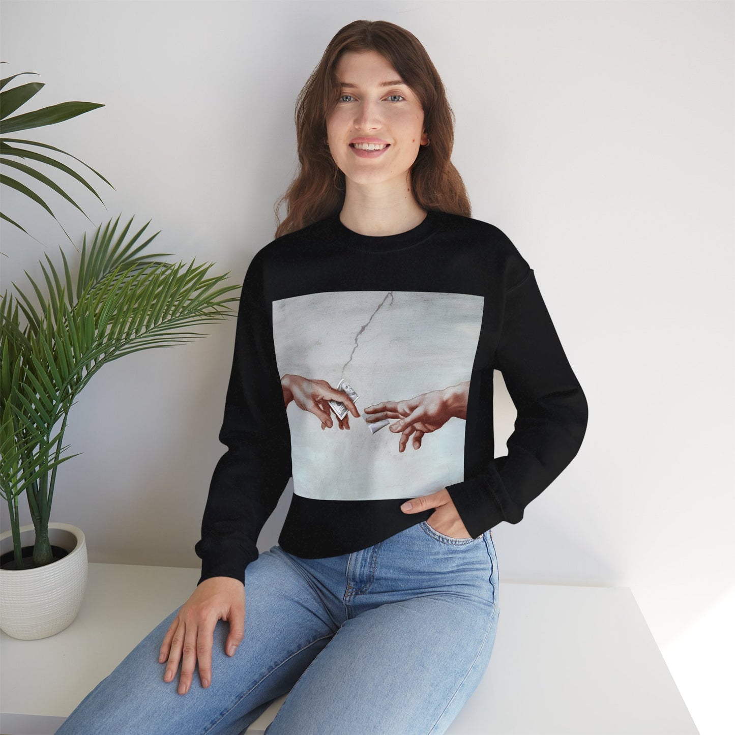 Sweatshirt – The Deal Sweatshirt – Satirische Kunst trifft Streetwear | Michelangelo Meme Design | True Insights Design mit Humor
