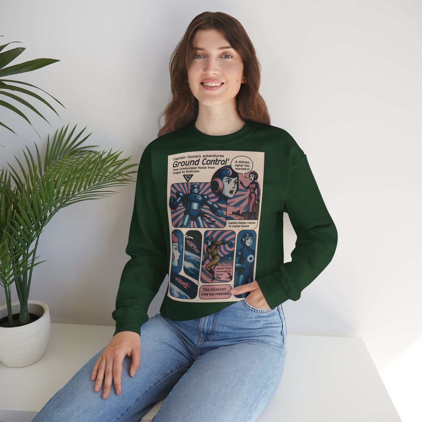 Sweatshirt – Retro Space Comic Sweatshirt – Captain Ozone „Ground Control“ Edition | True Insights Design mit Humor