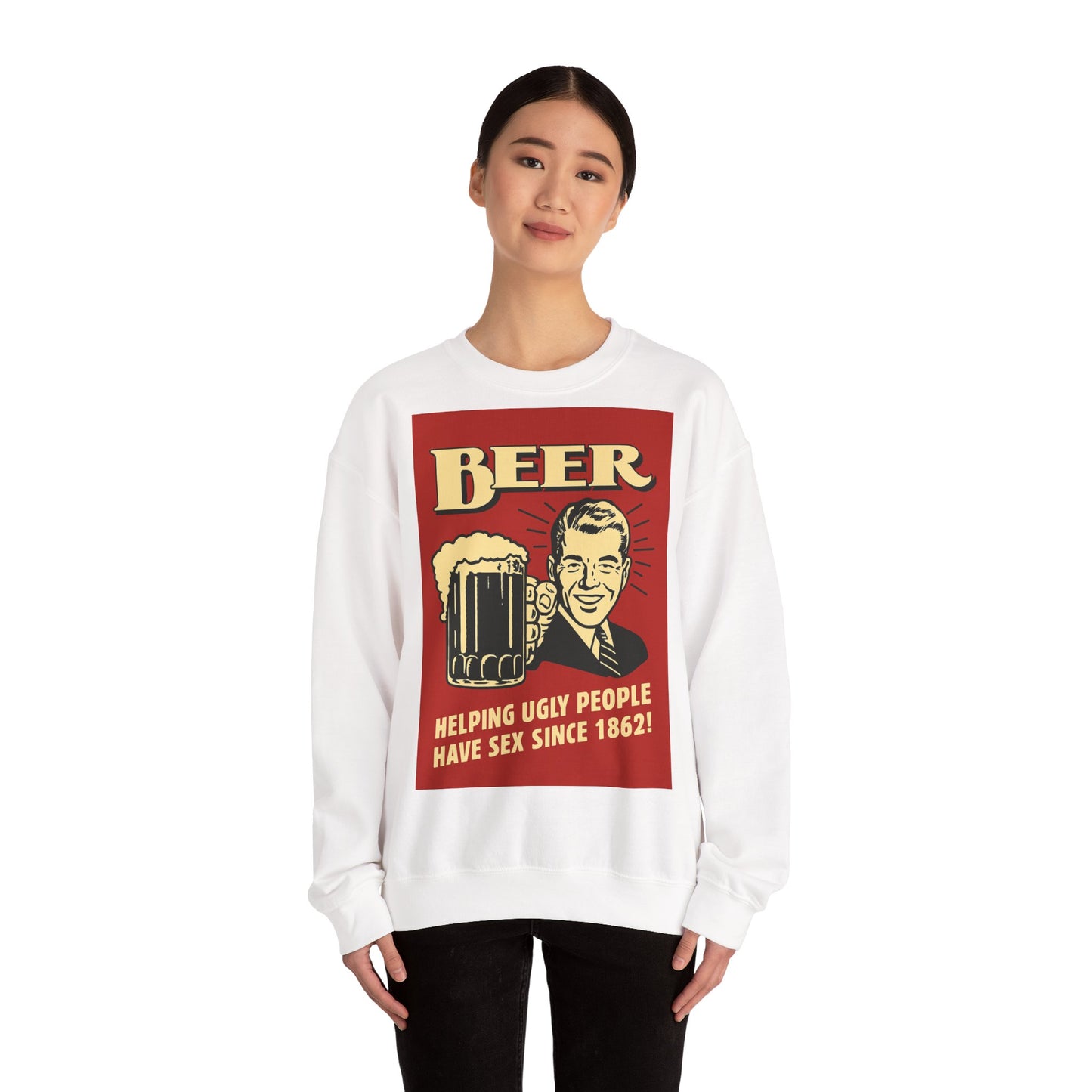 Beer Sweatshirt – Schwarzer Humor im Retro-Werbestil – Freches Satire-Design für mutige Statements | True Insights