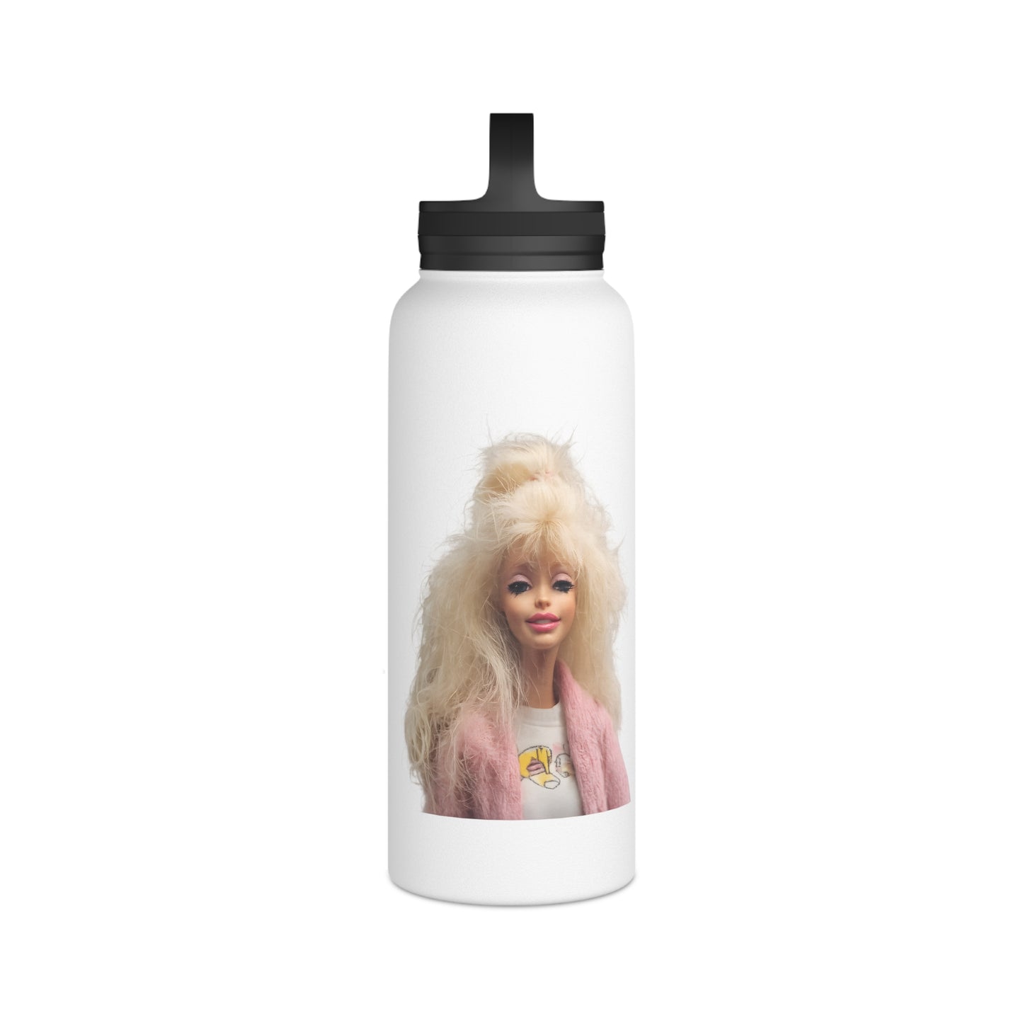 Isolierte Edelstahl-Trinkflasche mit süßem Blonde Doll Motiv – Retro Puppen-Design mit Griff-Deckel, Geschenk für Frauen & Mädchen