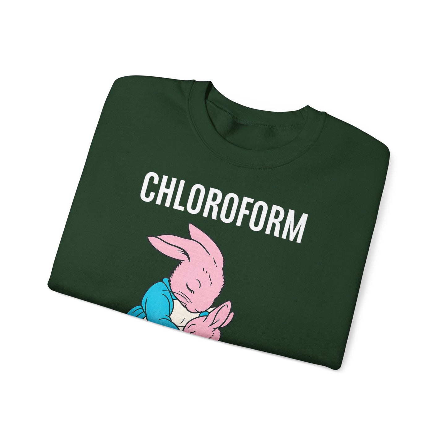 „CHLOROFORM“ – Retro-Sweatshirt mit Hasen und bösem Twist – Freches Satire-Design für mutige Statements | True Insights