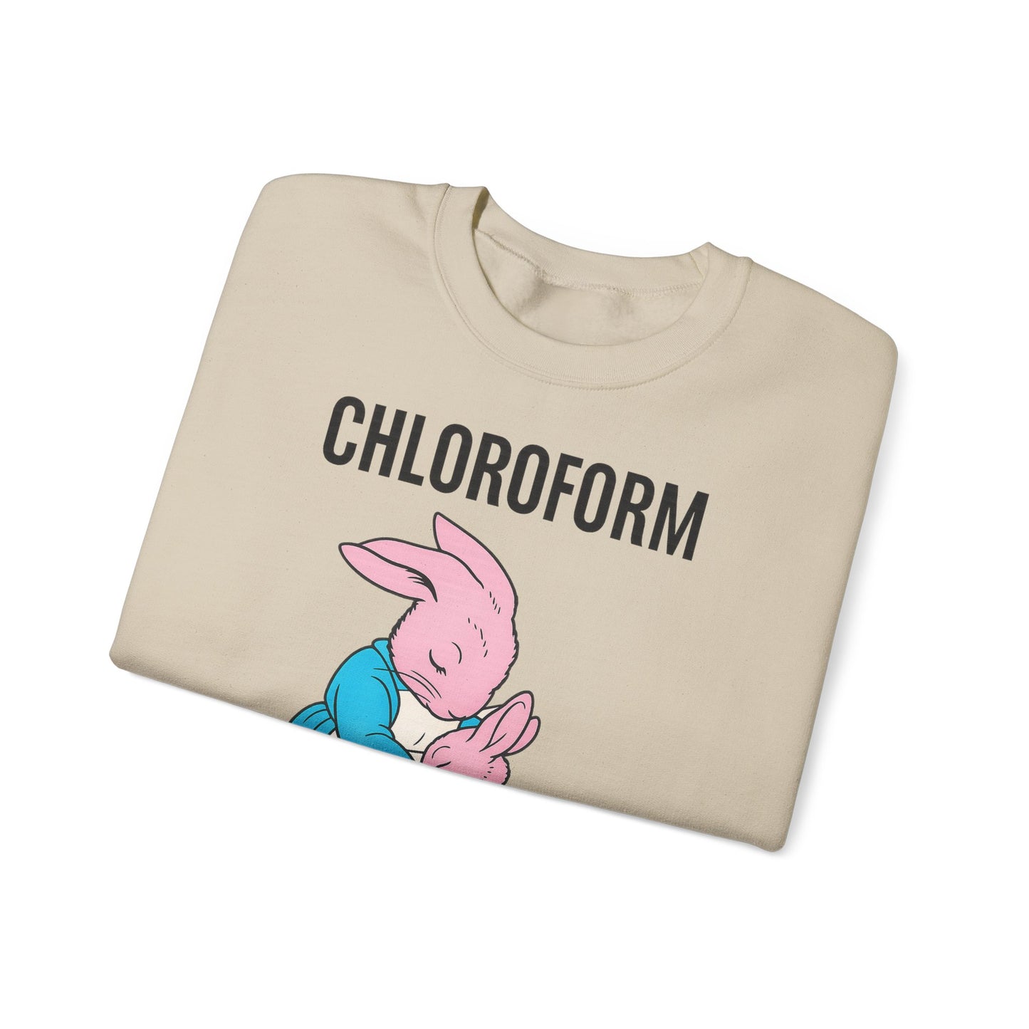 „CHLOROFORM“ – Retro-Sweatshirt mit Hasen und bösem Twist – Freches Satire-Design für mutige Statements | True Insights