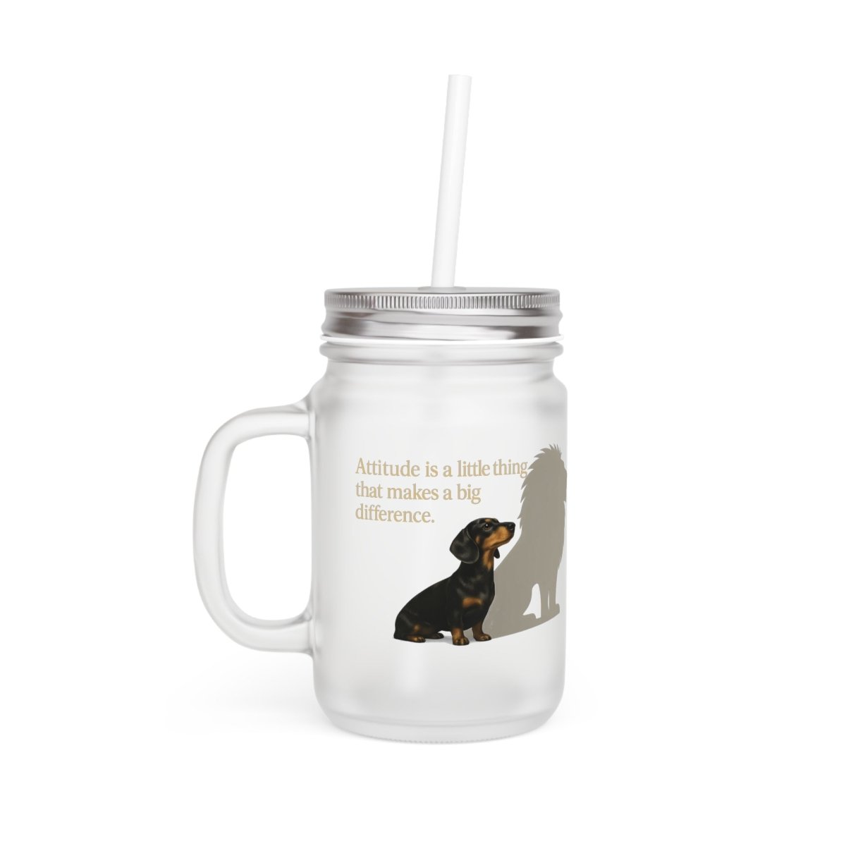 Dackel-Jar Mug mit Löwenschatten – „Attitude“ Edition – Lustiges Mug | True Insights – Bild 1