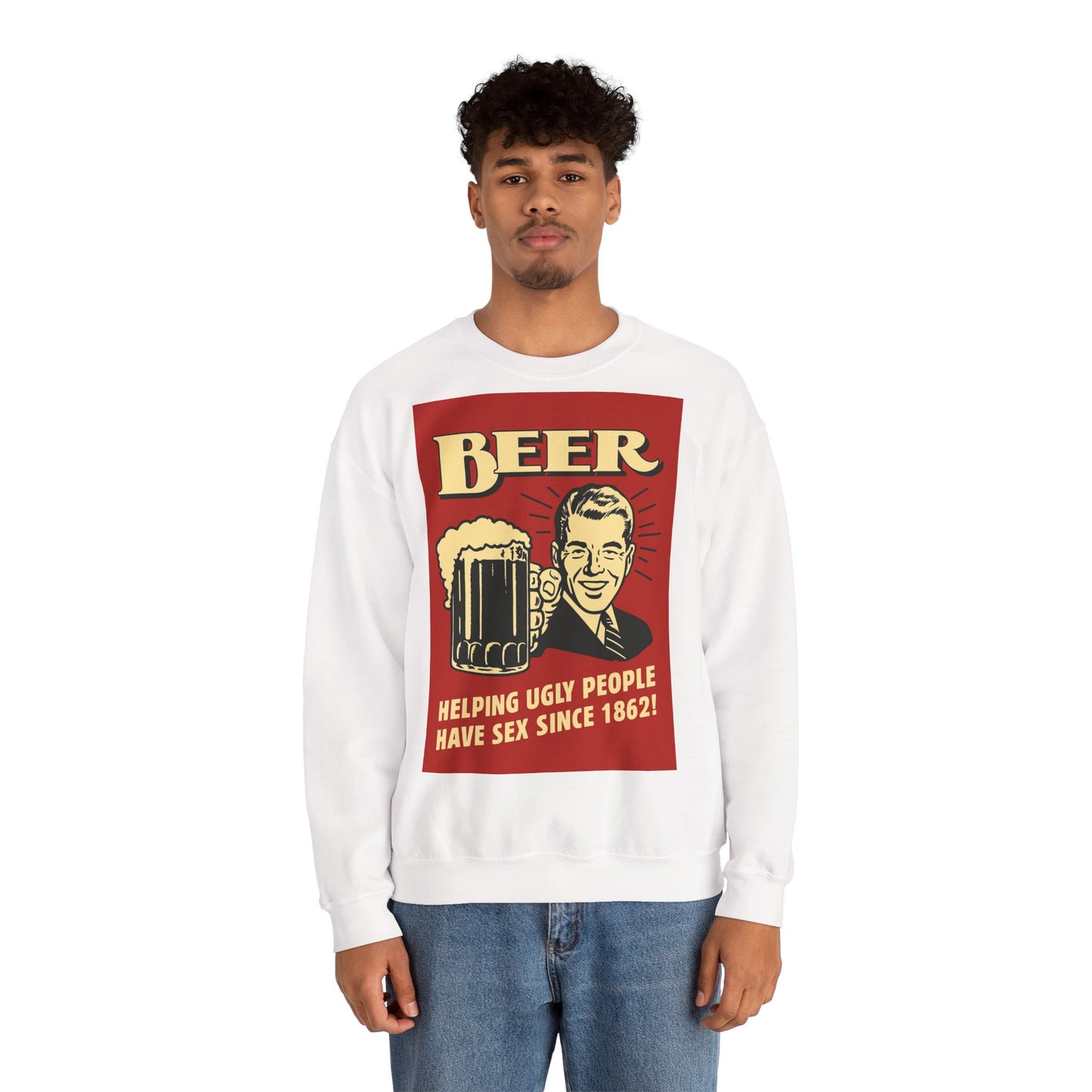 Beer Sweatshirt – Schwarzer Humor im Retro-Werbestil – Freches Satire-Design für mutige Statements | True Insights