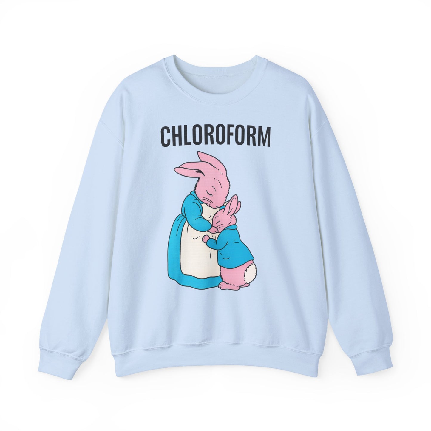 „CHLOROFORM“ – Retro-Sweatshirt mit Hasen und bösem Twist – Freches Satire-Design für mutige Statements | True Insights