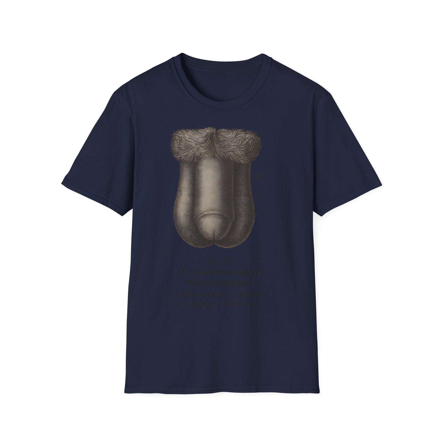 T-Shirt: „Fig. 87 – Die männlichen äußeren Geschlechtsorgane“ – Freches Satire-Design für mutige Statements | True Insights
