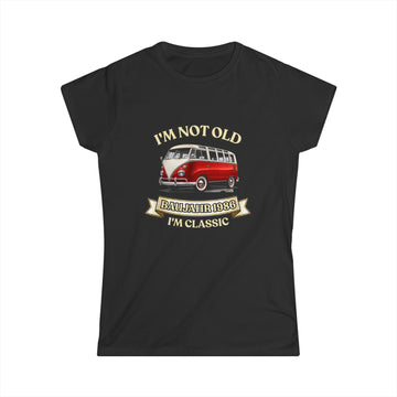 True Insights Damen Shirt Baujahr 1986 I'm Not Old I'm Classic Vintage Bus in Schwarz zum 40. Geburtstag