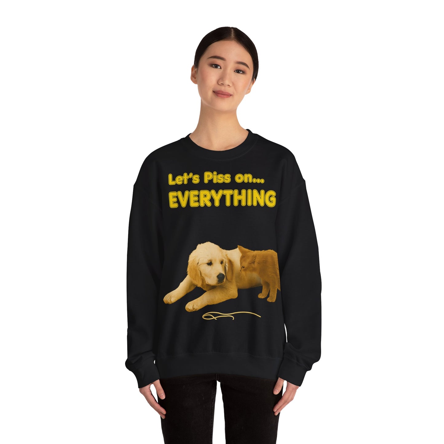Vintage Motiv – Let’s Piss on Everything – Satirisches Sweatshirt mit Hund & Katze | True Insights Design mit Humor