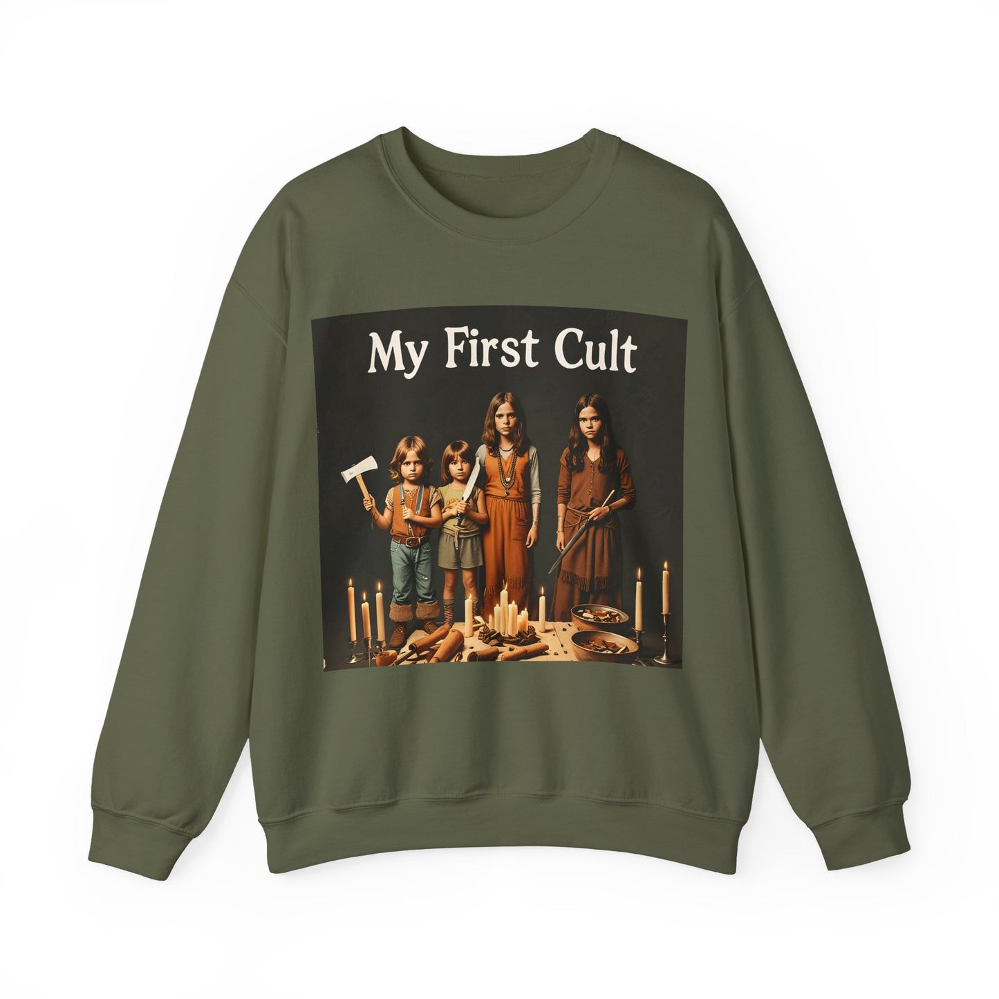 Sweatshirt – Kultig gruselig: „My First Cult“-Sweatshirt – Dark Humor für Fortgeschrittene | True Insights Design mit Humor