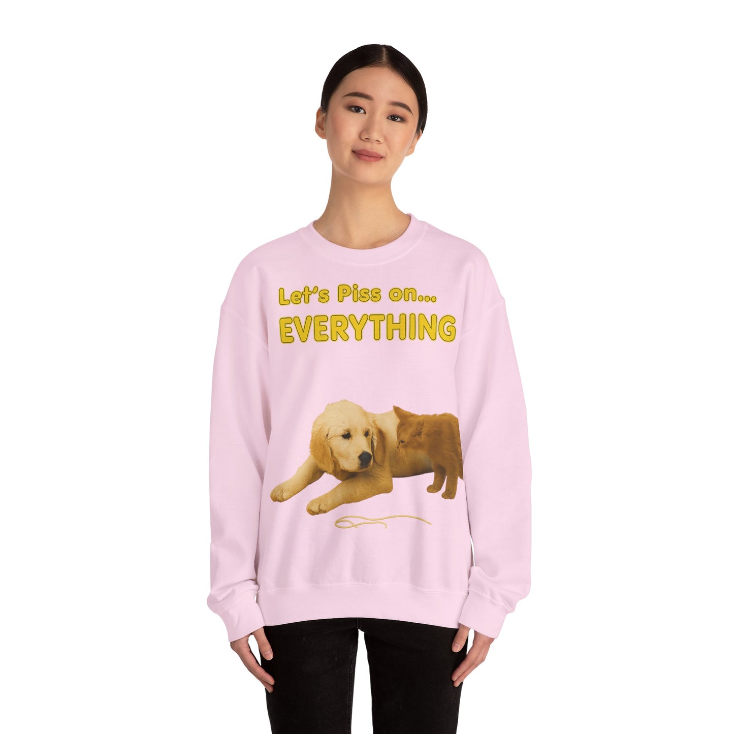 Vintage Motiv – Let’s Piss on Everything – Satirisches Sweatshirt mit Hund & Katze | True Insights Design mit Humor