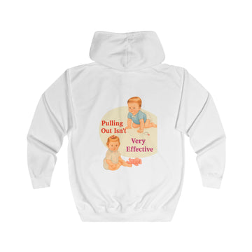 Retro Sweatjacke „Pulling Out Isn't Very Effective“ – Zip-Hoodie mit Rückendruck – Arctic White – Rückenansicht