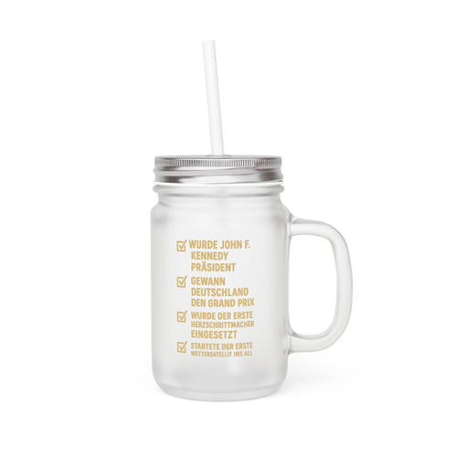 1960 Vintage Mason Jar – Limited Edition Glas mit Strohhalm & Deckel | Perfekt für Jahrgangs-Geschenke - True Insights