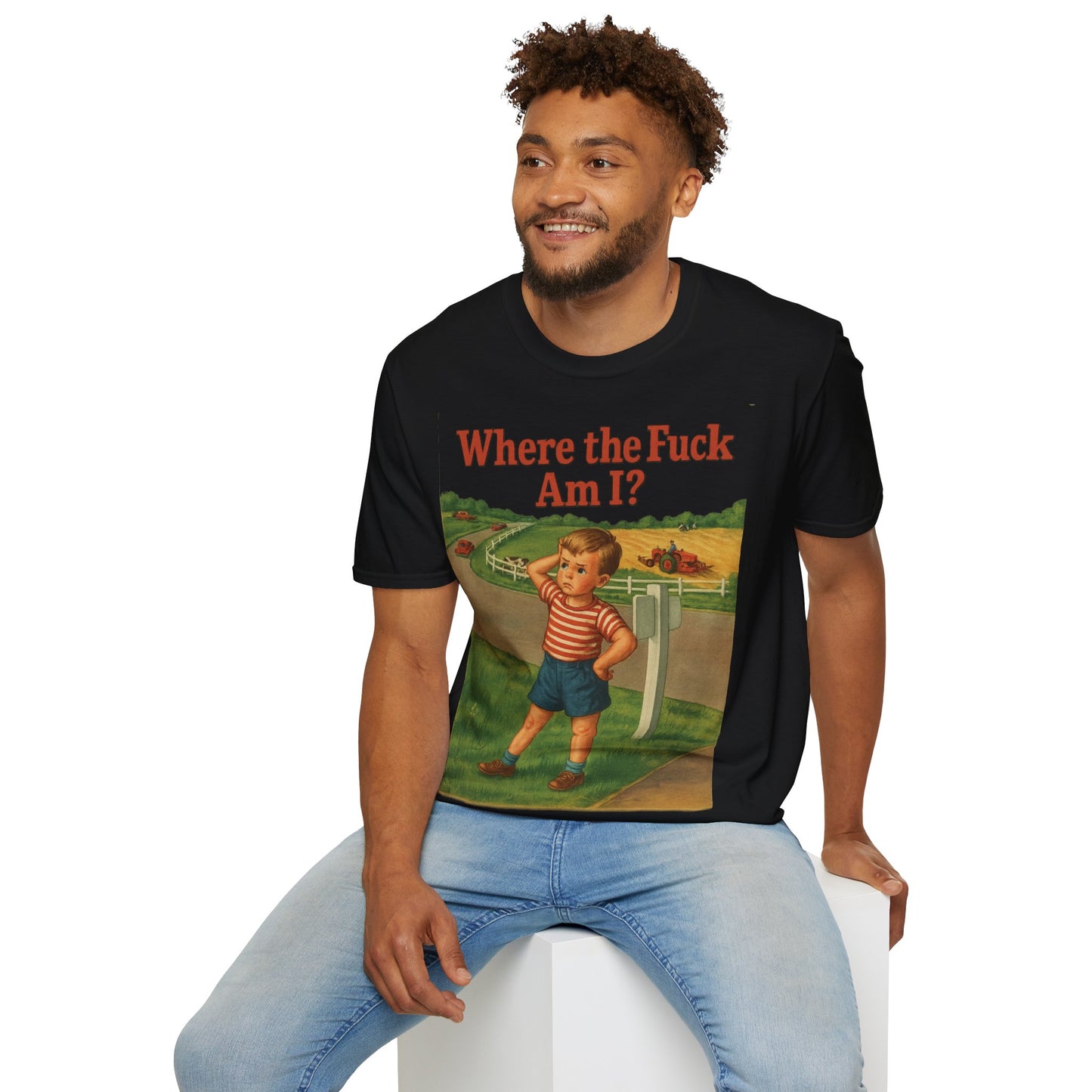 Where the Fuck Am I? T-Shirt– Vintage Look mit modernem WTF-Moment | Retro-Meme Pullover – Freches Satire-Design für mutige Statements | True Insights