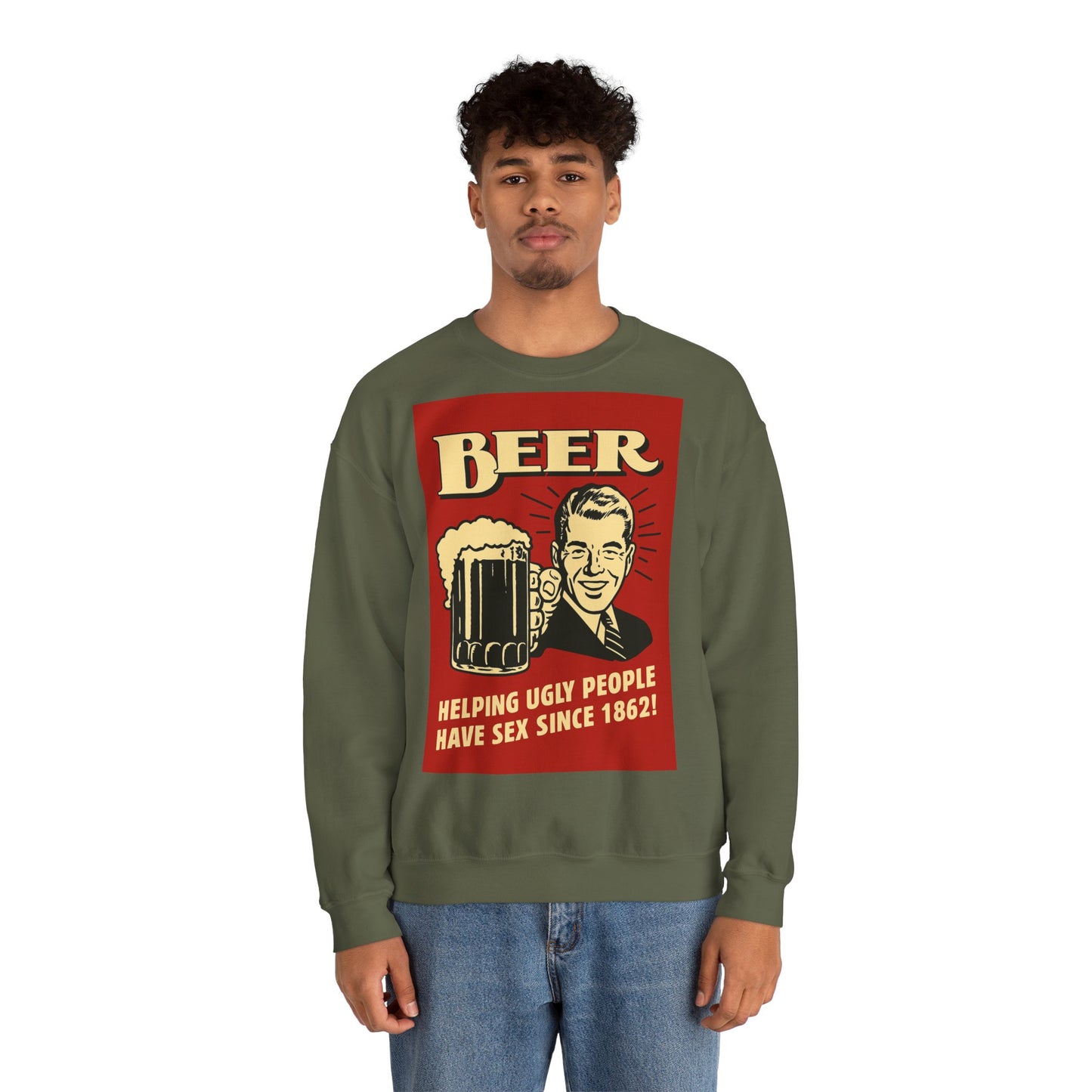 Beer Sweatshirt – Schwarzer Humor im Retro-Werbestil – Freches Satire-Design für mutige Statements | True Insights