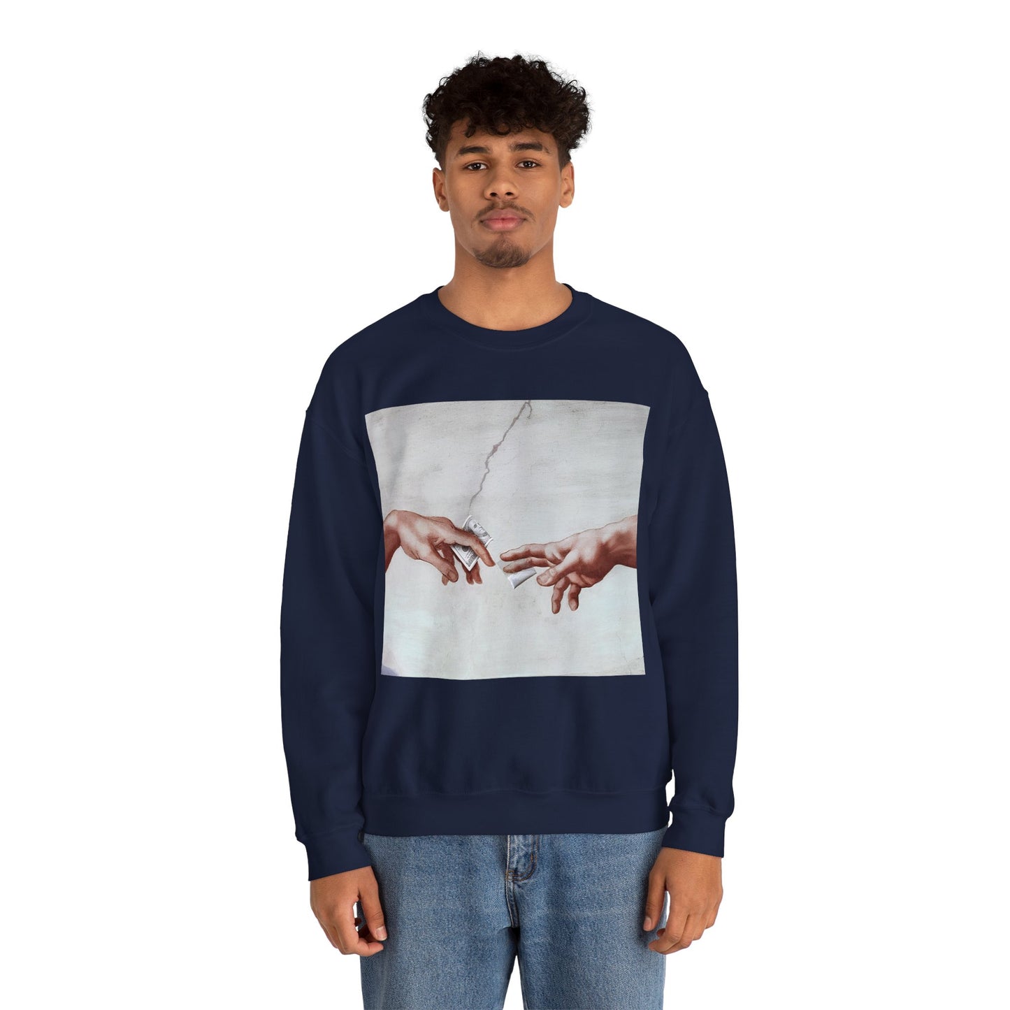 Sweatshirt – The Deal Sweatshirt – Satirische Kunst trifft Streetwear | Michelangelo Meme Design | True Insights Design mit Humor