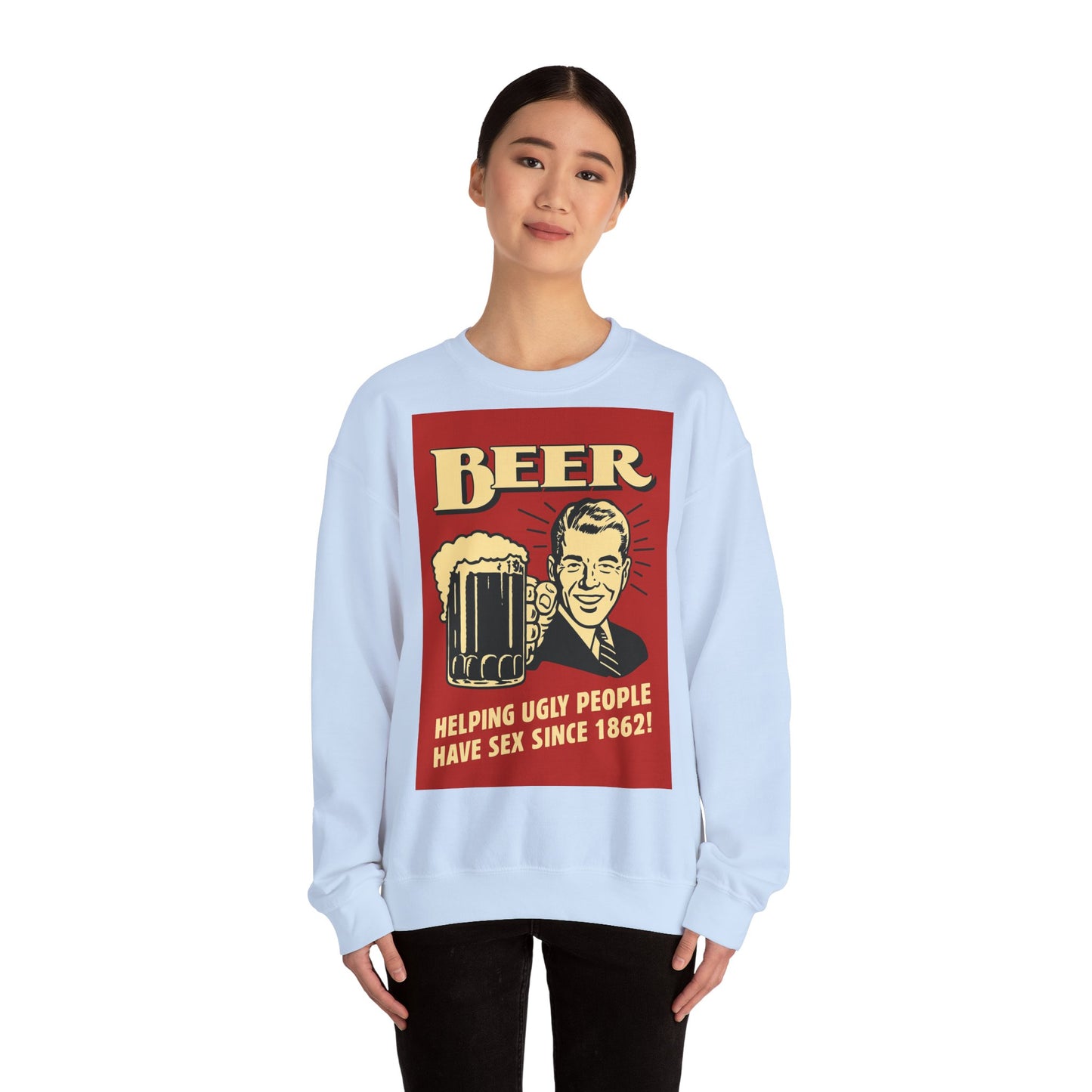 Beer Sweatshirt – Schwarzer Humor im Retro-Werbestil – Freches Satire-Design für mutige Statements | True Insights
